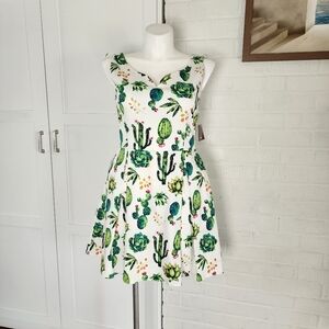 Ixa NWT Cactus Print Fit & Flare Dress XL Southwest Party Dress